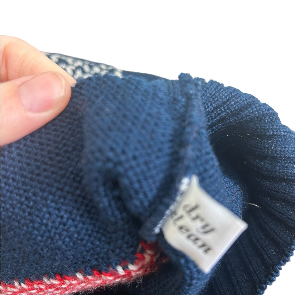 VTG 80s Pendleton Baa Baa baa Sheep Tic Tac Toe Wool Sweater Vest Navy Small - Picture 9 of 11